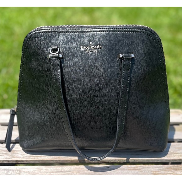 Kate Spade Black Satchel Crossbody Pebbled Leather Dome Handbag Purse - Picture 1 of 16